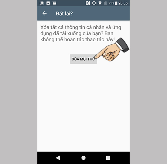 Chọn xóa mọi thứ